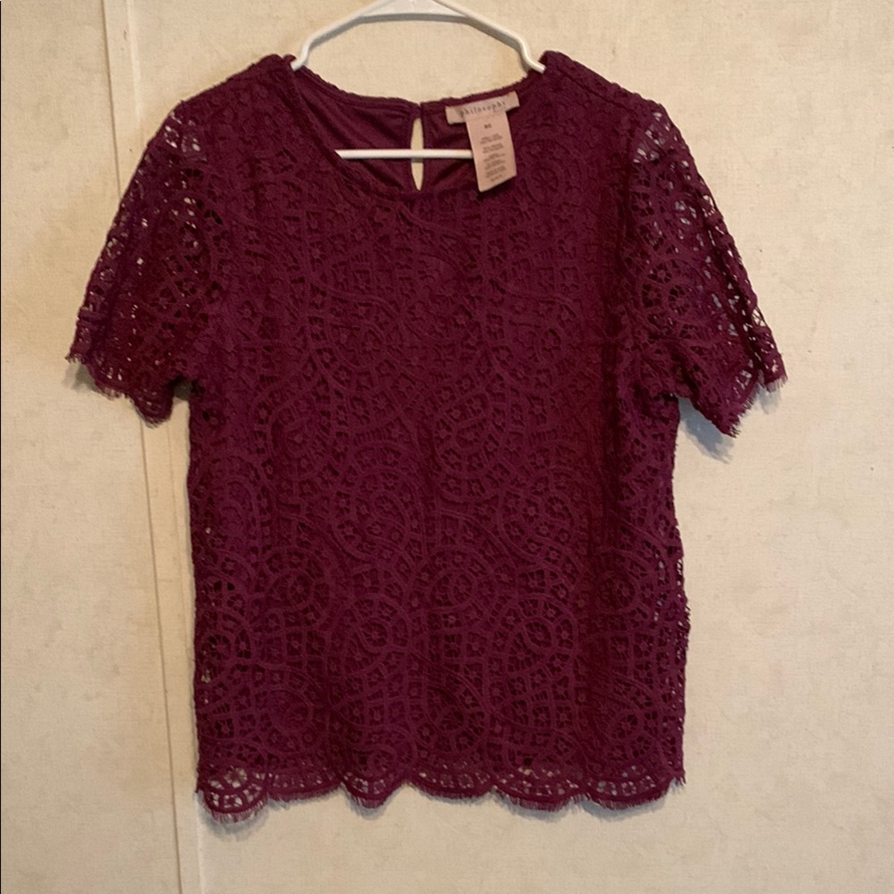 Philosophy burgundy lace blouse.